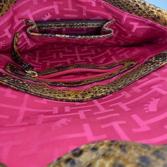 Elaine Turner Clutch Faux Snakeskin Pebbled Magnetic Closure Envelope Mobwife - Picture 4 of 16